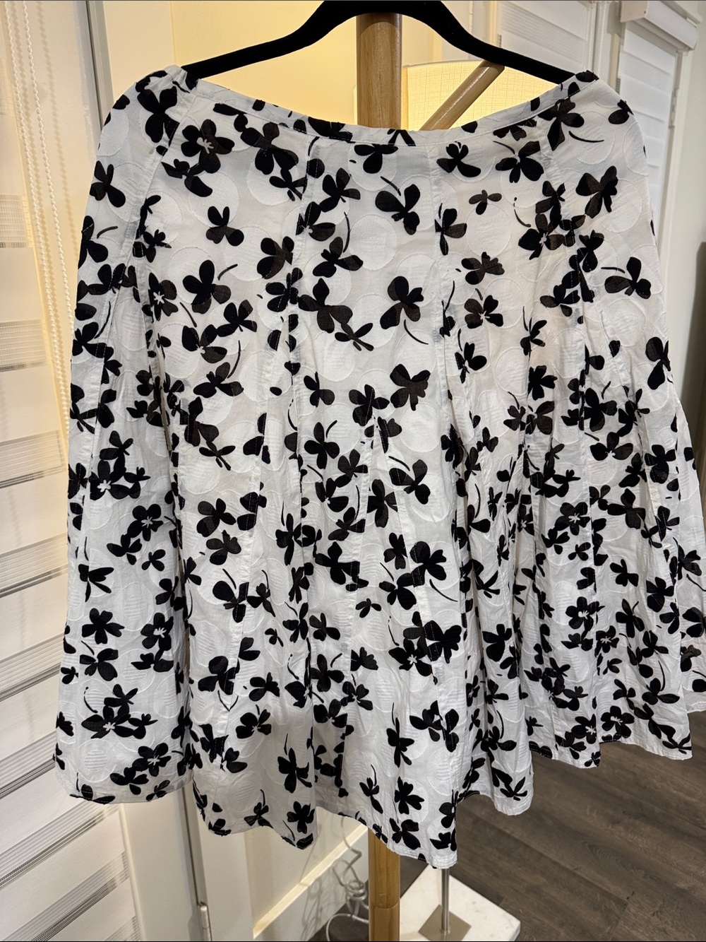 Chico's Black & White Floral A-Line Skirt